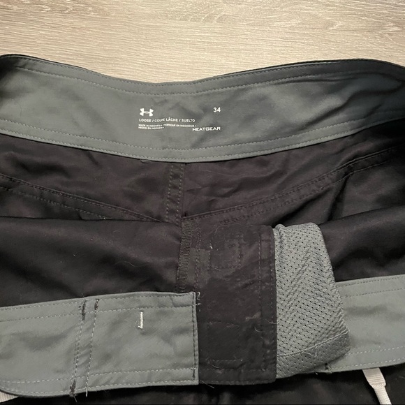 Under Armour black printed swim trunks/board shorts no liner 34W heat gear loose - Picture 2 of 4